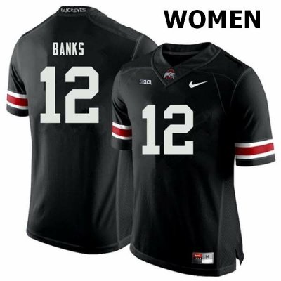 NCAA Ohio State Buckeyes Women's #12 Sevyn Banks Black Nike Football College Jersey OAX7345MO